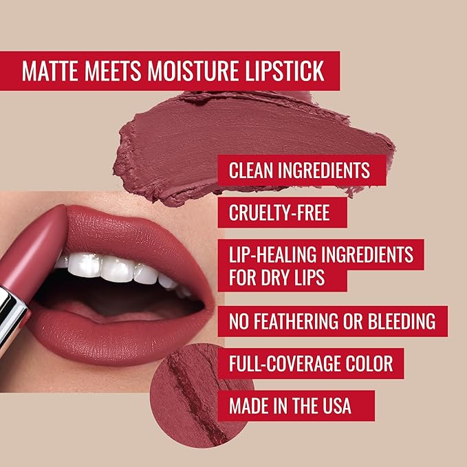 Runway Rogue ‘Work the Crowd’ Matte Soft Berry Nude 90s Vibe Lipstick Bundle with ‘Get the Look’ Garnet Maroon Designer Liner Lip Liner Pencil and Sharpener