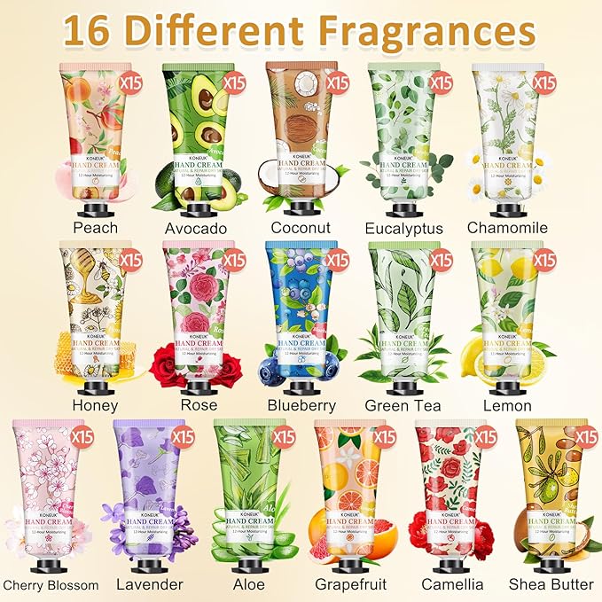 240 Pack Hand Cream Set For Women, Mom Gifts, Bridesmaid Gifts, Birthday Gifts, Small Gifts and Bridal Shower Gifts for Guests, Bulk Moisturizing Hand Lotion Travel Size for Dry Cracked Hands