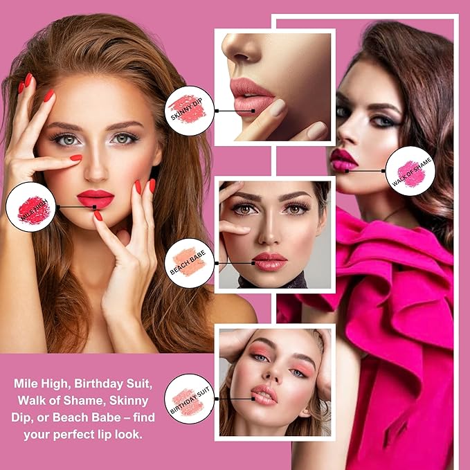 Hickey Lipstick Organic, Long Lasting Gluten Free Refillable Lipstick Collection THE VAULT COLLECTION - 8 Shades Red, Hot Pink, Nude, Light Pink, Coral, Berry, Mauve, Terracotta Nourishing