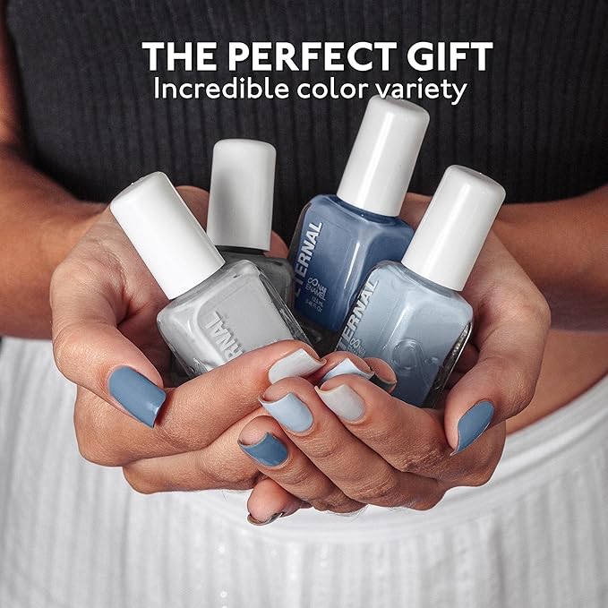 Eternal Gray Nail Polish Set for Women (MINIMALIST) - Light Nail Polish Set for Girls - Lasting & Quick Dry Natural Nail Polish Kit for Home DIY Manicure & Pedicure - Made in USA, 13.5mL (Set of 4)