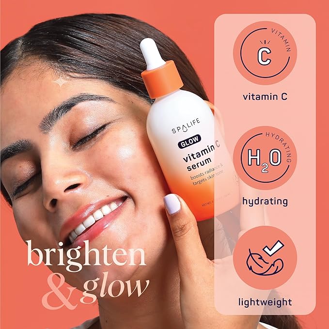 Spa Life Face Serum: GLOW Vitamin C & Radiating Daily Serum 100 ml (3.7 oz) - Targets Dark Spots, Fine Lines, Uneven Tone & Signs of Aging, Firming, Plumping & Radiance Boosting