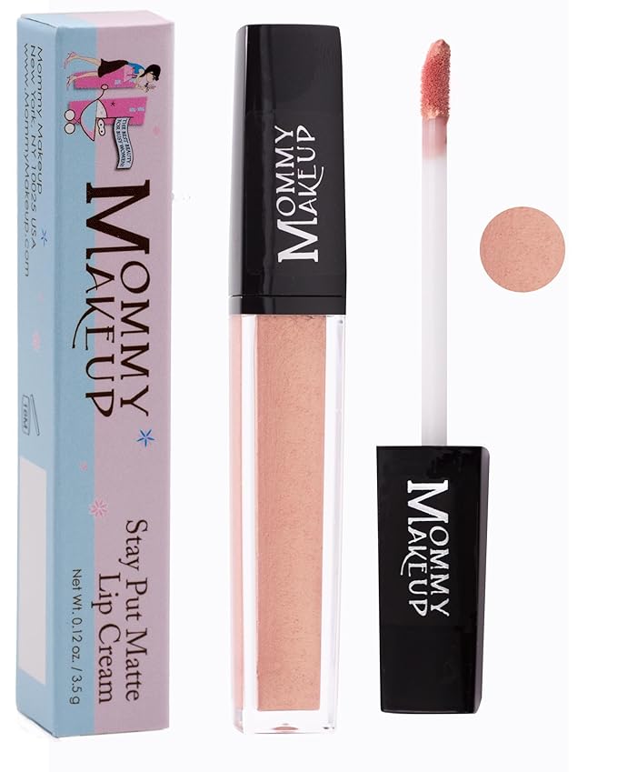Mommy Makeup Stay Put Matte Lip Cream - Kiss-proof, Transfer-proof, Waterproof, Long Lasting Lipstick - Non-Drying Formula Infused with Vitamin E (Angelica)