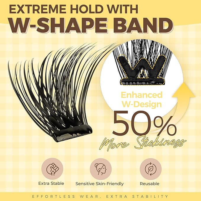 PopUp Self Adhesive Eyelashes Clusters, Press On Lashes Pre Glued Eyelash Extension Kit with Lash Tweezer,10-16mm No Glue No Remover Needed Self Adhesive Lashes Clusters CT50