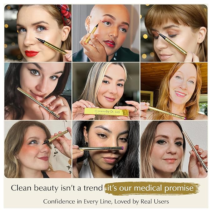 EPILYNX Waterproof Eyeliner - Smudge-Proof Liquid Eyeliner Pen with Precision Tip for Smooth, Long-Lasting Application - Vegan, Hypoallergenic & Gluten-Free Eye Liner - 2mL Shimmer Summer Red