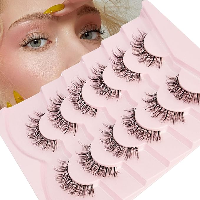 Wispy Lashes D Curl False Eyelashes Natural Look NINGLASH Strips Eyelashes Fake Eyelash Pack 14mm Faux 3D Mink Lashes Strips 6 Pairs