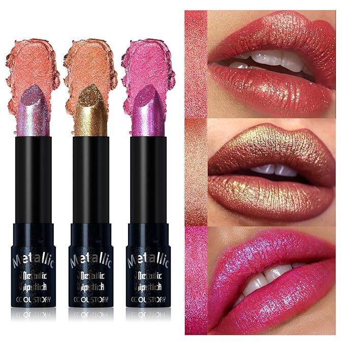 Metallic Glitter Lipstick Set Shimmering Colors (Set-B)