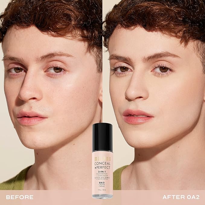 Milani Conceal + Perfect 2-in-1 Foundation + Concealer - Cream (1 Fl. Oz.) Liquid Foundation - Cover Under-Eye Circles, Blemishes & Skin Discoloration for a Flawless Complexion