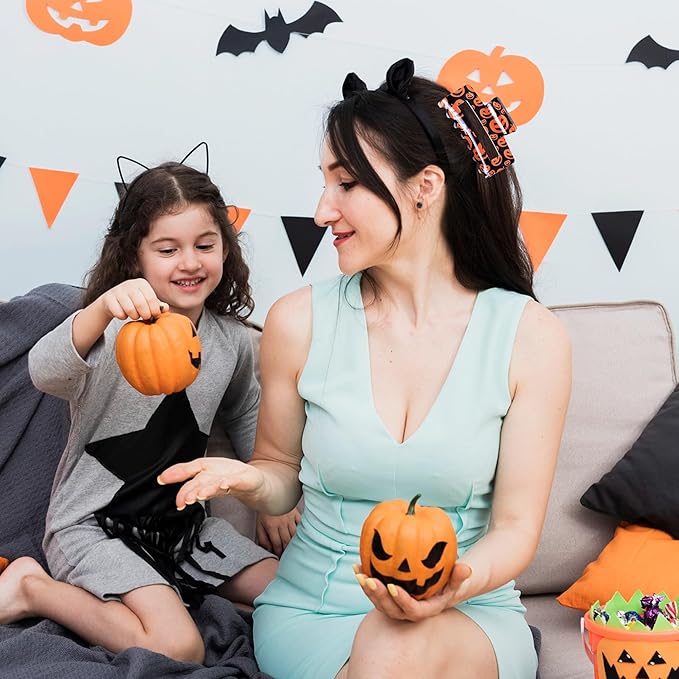 2 Pack Halloween Hair Claw Clips for Women, Pumpkin Spider Square Hair Claws for Thick and Thin Hair Large Claw Clip Hair Accessories for Halloween Costume Party Trick or Treat Deco