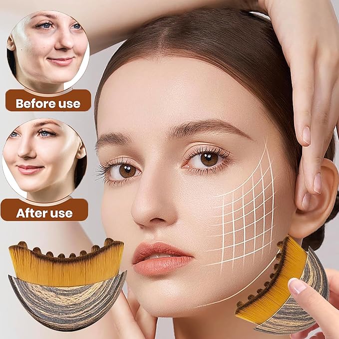 1PCS Lymphatic Contour Face Brush, Designed for The Face Gentle Enough for Daily Use, Lymphatic Contour Brush, Chin & Jawline Sculpting