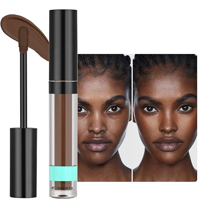 Full Coverage Liquid Concealer, Foundation Makeup for Older Women, Covers Blemishes & Under-Eye Circles, Spots, Matte Finish, Hydrating Primer for Correct, 0.06 fl oz, Vegan & Cruelty-Free 10#Deep