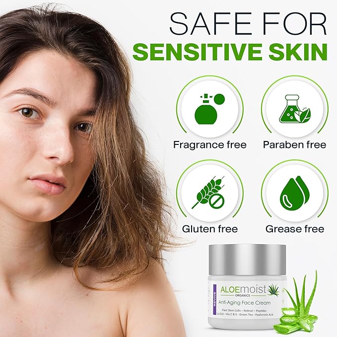 Advanced Retinol Cream for Face: Aloemoist Revive Anti Aging Face Cream for Women & Men Topical Retinoid Wrinkle Repair Day or Night Moisturizer, Organic Retinol Facial Moisturizer for Aging Skin Care
