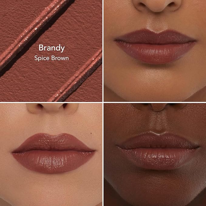 Thrive Causemetics Impact-FULL Smoothing Lipstick, Moisturizing Lip Makeup Essential with Vitamin E, Lightweight Creamy Lipstick for Women, Long Lasting, Vegan, Shade Brandy (Spice Brown)