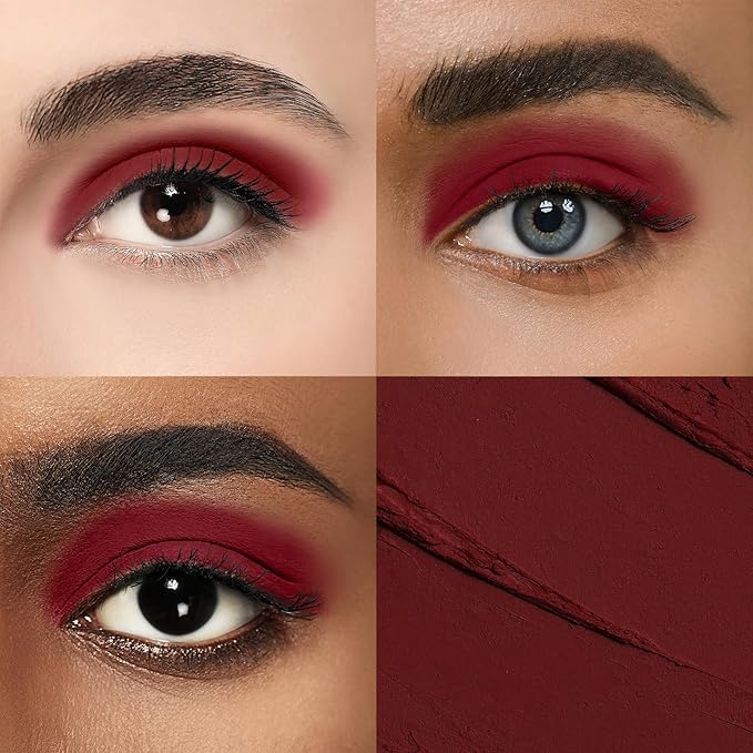 Longwear Cream Eye Shadow Sticks(70 Red Rose Matte),Smudge-Proof, Waterproof Eyeshadow,Silky Formula Glitter With Makeup Brush,Red Eyeshadow Stick