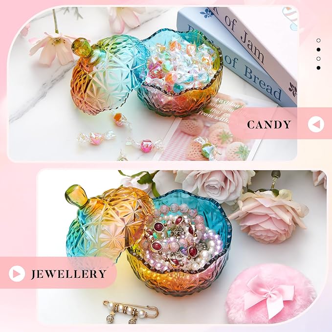 Tioncy 3 Pcs Large Body Powder Puff and Container Powder Container with Puff Crystal Case Soft Washable Reusable Velour Face Body Glitter Wet Dry Makeup(Chic,Colorful)