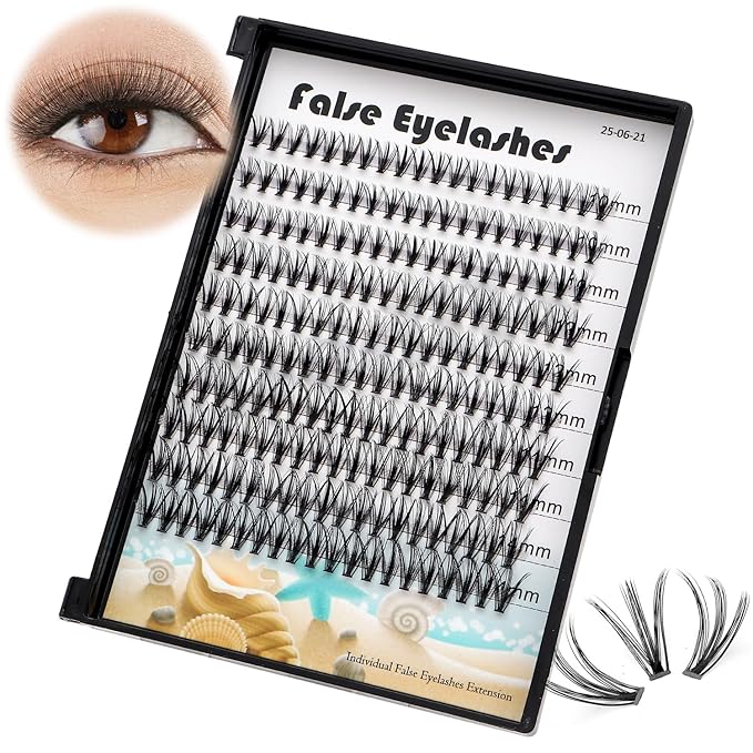 20D Cluster Eyelashes Mixed10-12-14mm/11-13-15mm/12-14-16mm/16-18-20mm Individual False Eyelashes Thickness 0.07mm D Curl Makeup Volume Eye Lashes 200 PCS (10-12-14mm)