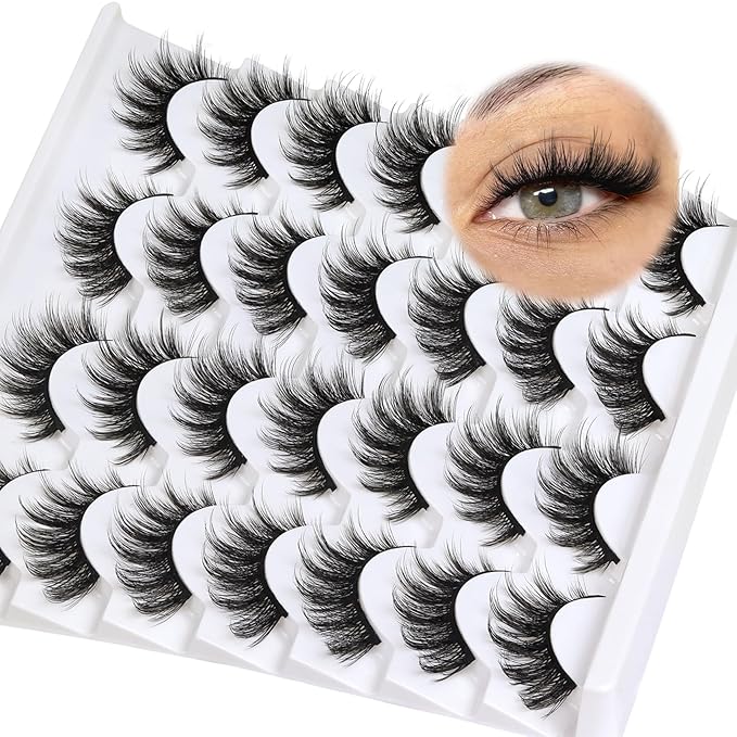 Veleash Natural Lashes Cat Eye Lash Eyelashes Natural Look Soft Strip Lashes Faux Mink Eyelashes Look Like Lash Extensions Effect C Curl Manga Eyelash Fluffy Short Eye 14 Pairs Pack (Pixie)