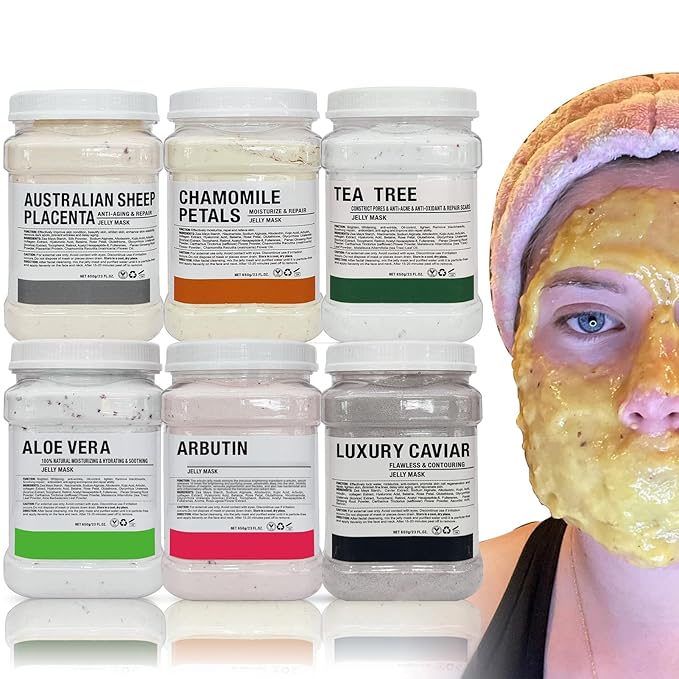 YMEYFAN Jelly Mask for Facials Professional, Jelly Mask Powder for Face, Modeling Mask Powder, Estheticians Supplies Beauty Salon Spa Face Mask Skin Care, 23Fl Oz (6 Pack)