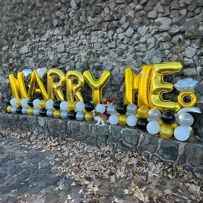 40 Inch Giant Alphabet W Customize Balloons, Large Self Inflating Gold Letter for Name Decor, Helium Custom Foil for Women Birthday Party Decoration Supplies