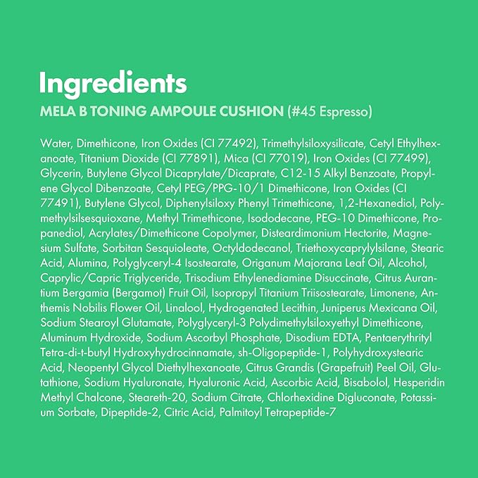 Easydew Mela B Toning Ampoule Cushion - 3-in-1 Age-Defying Sun Shield Full Coverage Cushion Foundation with Niacinamide & Hyaluron-Vital C - Face Makeup Korean Skin Care 0.45 oz (#45 Espresso)