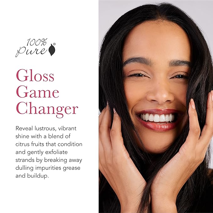 100% PURE Yuzu & Pomelo Glossing Conditioner Revitalizing & Hydrating Nutrient Boost of Kelp Flax Seed Oil & Vitamin E Helps Restore Hair Shine Body & Strength for Women & Men, Vegan - 16 Fl Oz