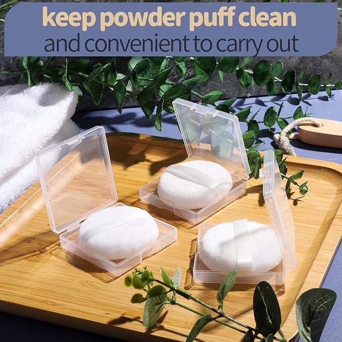 Teenitor 3pcs Setting Powder Puff 2.36 Inch, Soft Applicator for Loose and Pressed Powder, Face Makeup Puff With Cases
