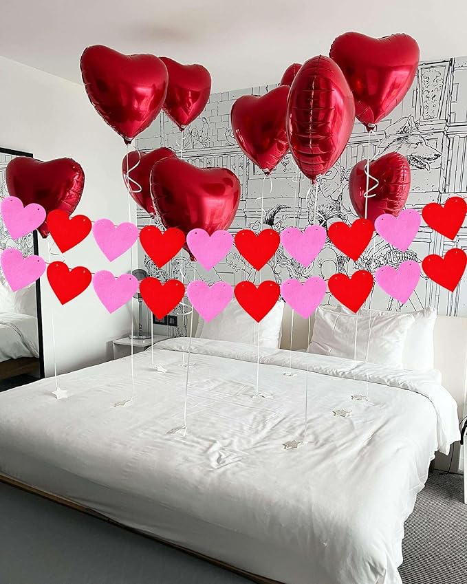 Red Pink Heart Banner Garland