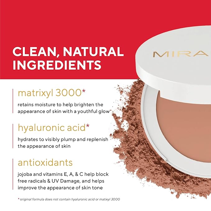 MIRABELLA - Invincible for All Pure Press Foundation, HD-Finish Pressed Powder, Buildable Mineral Pressed Powder Compact with Jojoba & Triglyceride, Age-Defying Makeup for All Skin Types, Light L8