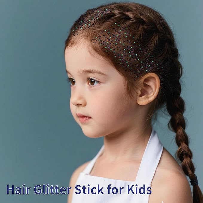 Black Face Glitter Stick,Halloween Body Hair Glitter for Kids,Waterproof Singer Concert Outfits for Women, Chunky Glitter Makeup Sequins Body Paint for Parties,Festival