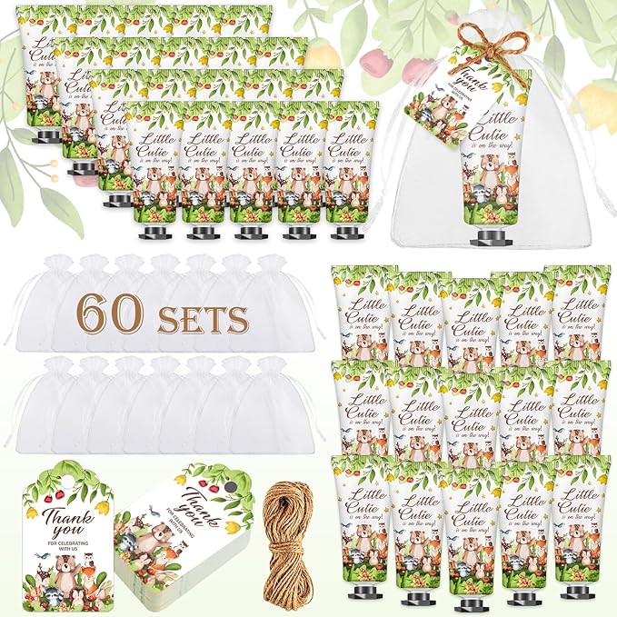 60 Sets Baby Hand Cream, Party Favors & Gifts for Guests, Bridal Shower, Travel Size Hand Lotion Bulk for Wedding, Thank You Gifts & Christmas Holiday Animals