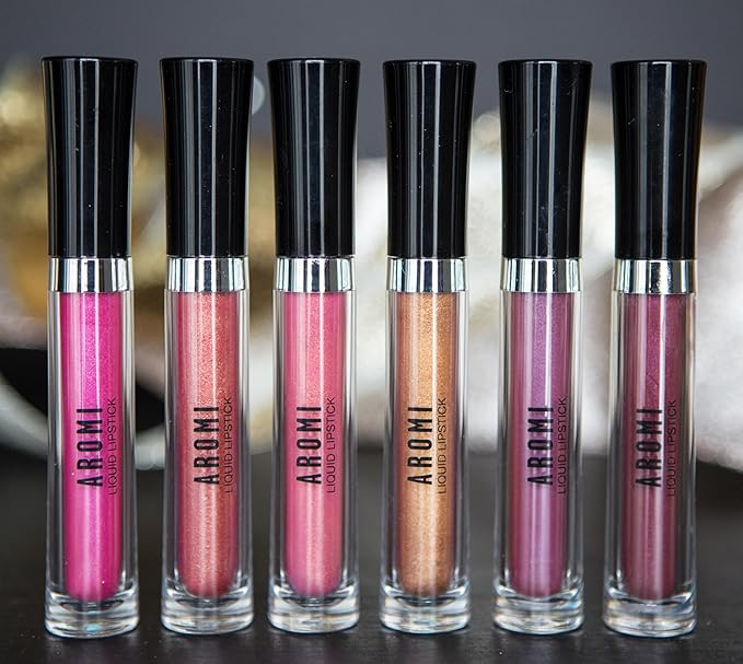 Aromi Burnt Pumpkin Metallic Liquid Lipstick | Orange Gold Lip Color with Shimmery Finish, Vegan, Cruelty-free, Long-lasting, Waterproof (Chewy Apricot)