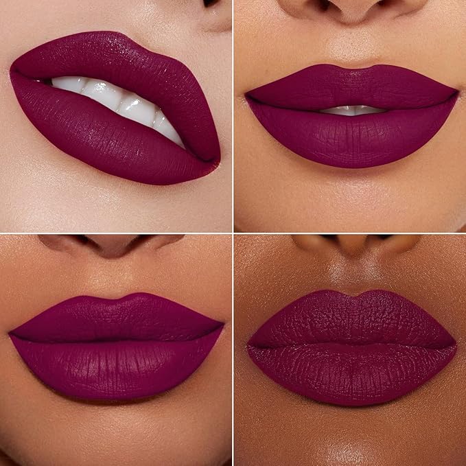 MAKI YIKA Dark Purple Lipstick for Women Color Stay Long Lasting Lipsticks Burgundy Matte Liquid Lipstick Berry Cruelty-Free Lip Color, Cranberry