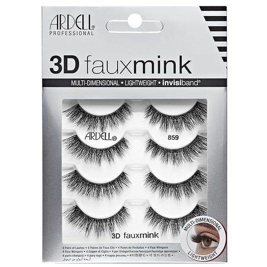Ardell 3D Faux Mink Lashes – Lightweight Invisiband, Natural Lashes Faux Mink Demi Wispies, 4 Pairs