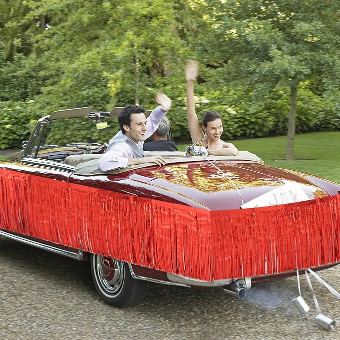 Red Birthday Decorations Tinsel Garland Parade Float Decorations for Trailer 4Pack 12FT Casino Theme Party Decorations Carnival Ceiling Fringe Banner Backdrop for Streamers Party Decorations