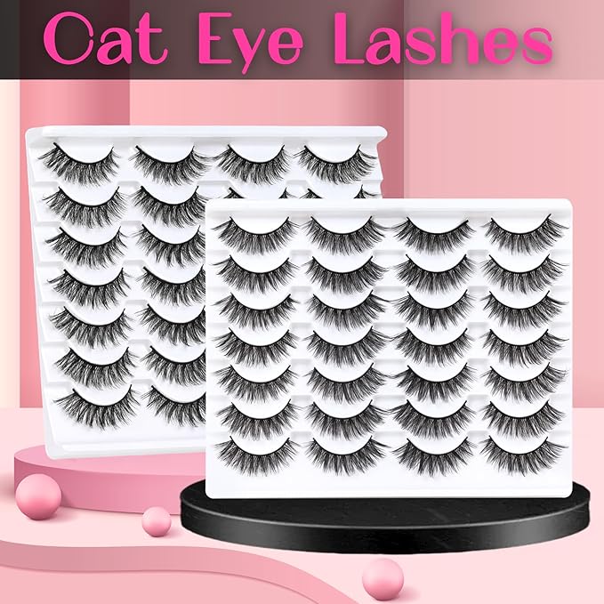 Veleasha Lashes 3D Faux Mink Lashes Fluffy False Eyelashes Natural Look 14 Pairs Lashes Pack Luxury Wispy Fake Eyelashes (Y52)