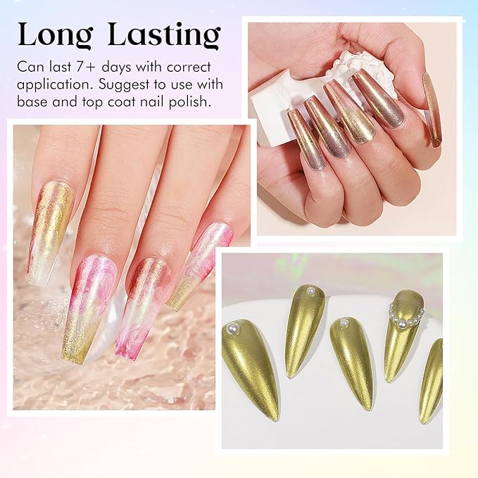 MIZHSE Quick Dry Nail Polish Set: Mermaid Pearl Nail Polish 6 Colors, Aurora Effect Nail Lacquer Non Gel Air Dry Fast, White Green Brown Pink Colors Nail Art Manicure Home Gift