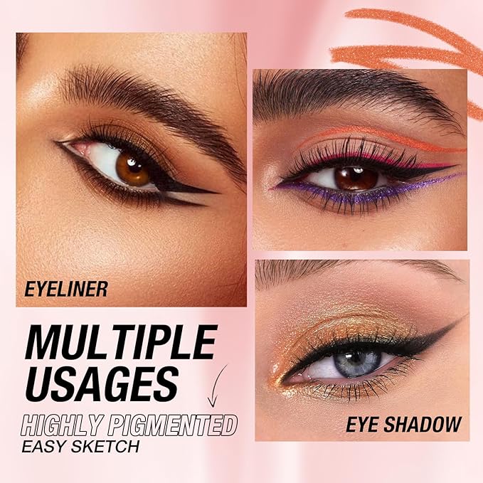 LANGMANNI 2Pcs Metal Colorful Eyeliner Pencil Set - Matte & Shimmer Eye Makeup,Smooth Use Long-Lasting & Waterproof Eyeliner Set(#07+09)