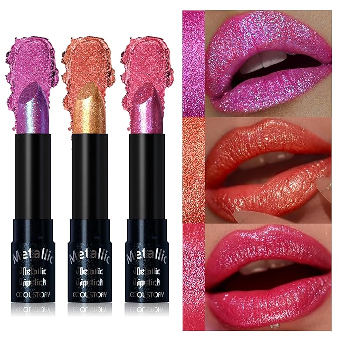Metallic Glitter Lipstick Set Shimmering Colors (Set-C)