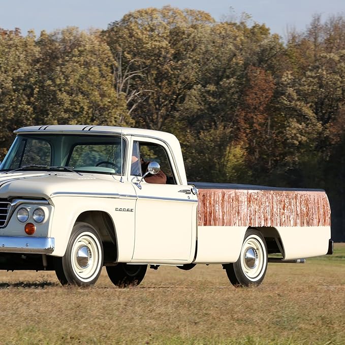 4Packs 12ft Rose Gold Tinsel Party Banner Garlands Disposable Table Skirts Wall Hanging Streamers Curtains Backdrop Party Decorations Photo Booth Props for Parade Floats Birthday Celebration