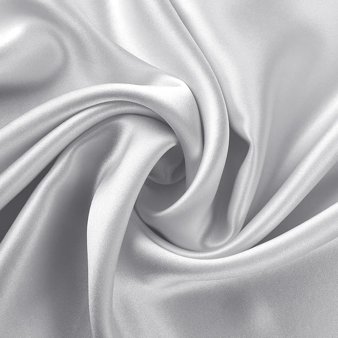 ALASKA BEAR Silk Pillowcase for Hair and Skin, Set of 2 Pure Genuine 22 Momme Mulberry Silk Pillow Cases Standard Size for Bliss Sleep Better Than Poly Satin, Zipper Closure(2pc,Silver)