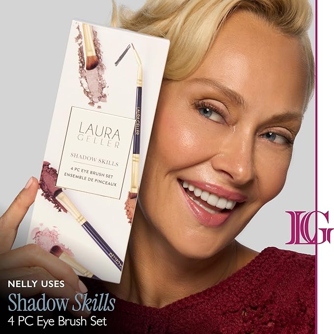 LAURA GELLER NEW YORK Shadow Skills 4-Piece Brush Set - Essential Eyeshadow Brushes - Pack of 4