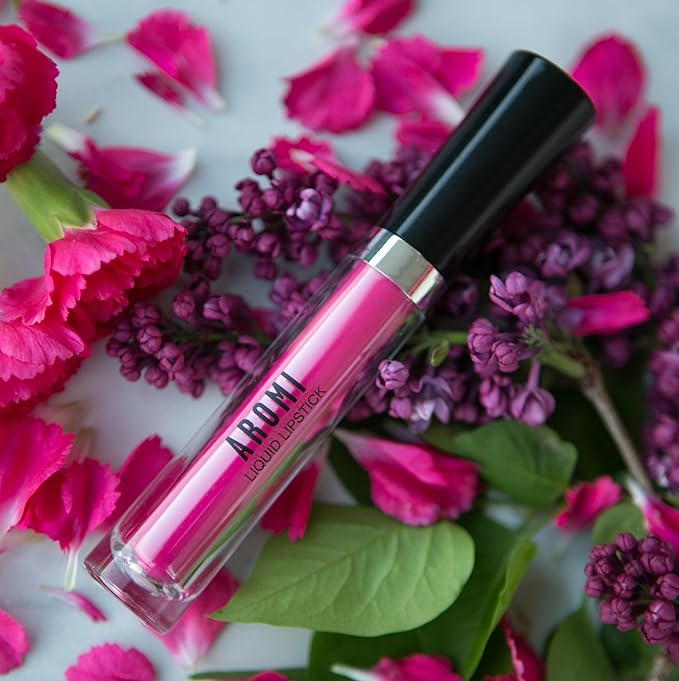 Aromi Neon Pink Liquid Lipstick | Bright Magenta Lip Color, Vegan, Cruelty-free, Hot Pink, Smudge Proof, Waterproof, Long-lasting, Handmade (Electric Orchid)