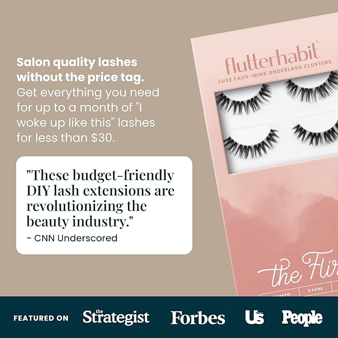 The Flirt Natural Lashes – Natural Lash Clusters for Women - Salon Quality At Home Eyelashes Extension Kit - 6 Lash Sets - No Lash Glue Included