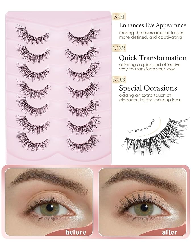Wispy Natural False Eyelashes Flared Fluffy Fake Lashes M-9