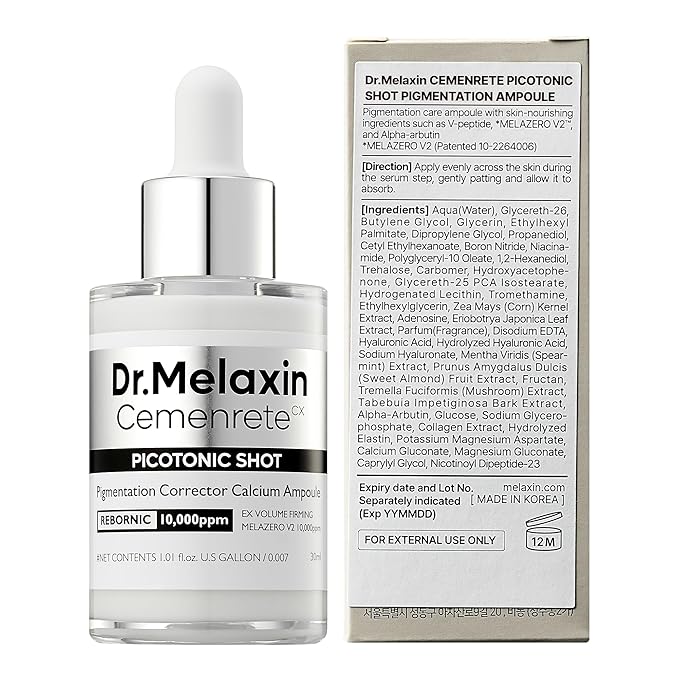 Dr.Melaxin Cemenrete Picotonic Shot Calcium Ampoule for Even Skin Tone & Skin Clarity Anti-aging Dark spot care 1.01 fl.oz.