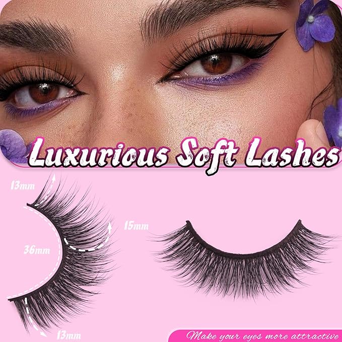 Veleasha Lashes 5D Faux Mink Lashes 100% Handmade Fluffy Fake Eyelashes C Curl Lightweight Wispy False Eyelashes Luxurious Soft Lashes 5 Pairs Pack (5D32)