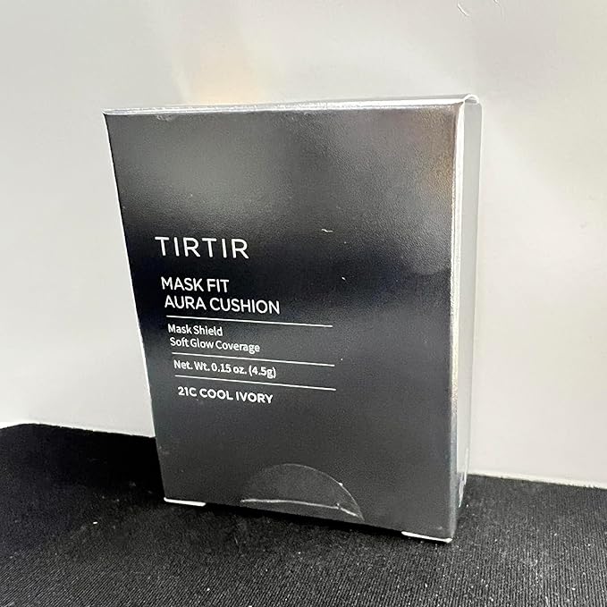 [*Mini Size*] TIRTIR Aura Glow Silver Cushion | Korean Cushion Foundation, (#21C Cool Ivory, 0.15 Fl Oz)