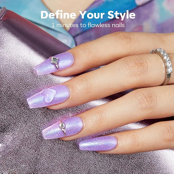 modelones Chameleon Nail Polish Set 6 Colors, Green Glitter Pink Blue Purple Holographic Quick Dry Mini Nail Lacquer Kit Gray Aurora Shimmer DIY Nail Art Manicure Gift For Women Girls