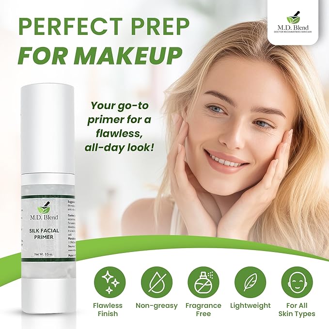 Professional Facial Primer. Hydrating, Pore Minimizing Formula for Flawless Makeup Application. Smooth Face Primer, Suitable for Mature Skin. Wrinkle Filling, Blurring Effect