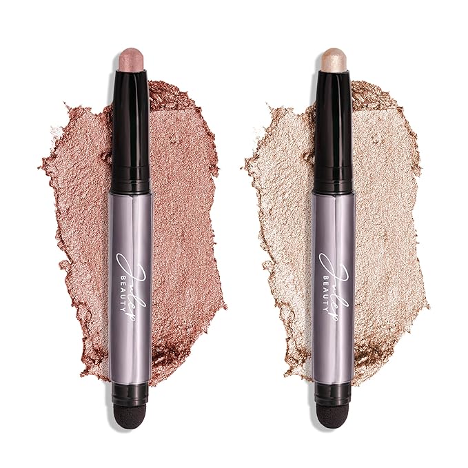 Julep Eyeshadow 101 Crème-to-Powder Waterproof Shadow Stick Duo – Long-Lasting, Crease-Proof, Easy Appy with Built-in Smudger - Pearl & Rose Shimmer