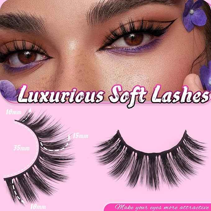 Veleasha Lashes 5D Faux Mink Lashes 100% Handmade Wispy Lashes Charming Luxurious Fake Eyelashes Lightweight Fluffy False Eyelashes 5 Pairs Pack (5D04)